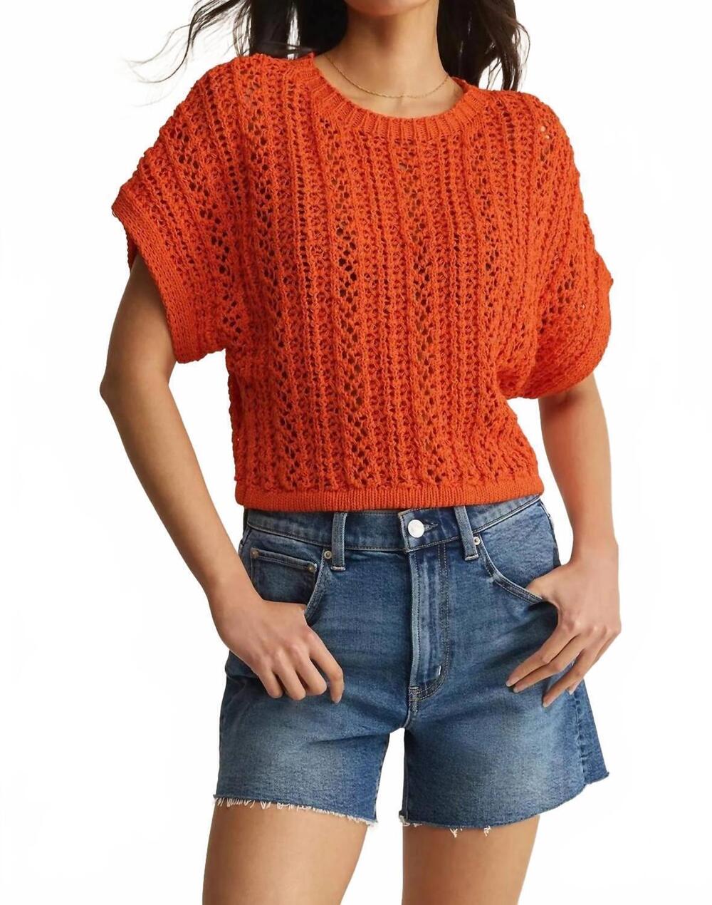 NEW Z SUPPLY ballast crochet sweater top in tiger lily